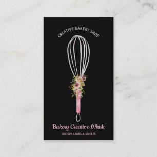Bakery Whisk logo pastry boho Black rose gold Business Card