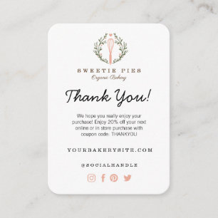 Bakery Whisk Logo Thank You For Your Purchase Enclosure Card