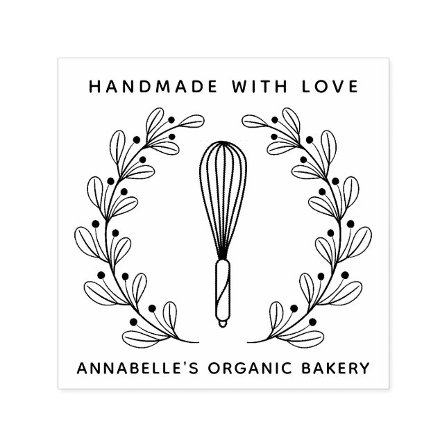 Bakery Whisk Wreath  Self-inking Stamp (Design)