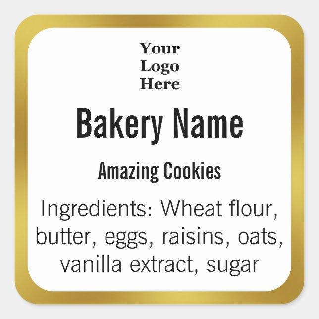 Bakery White & Gold Ingredient Logo Product Label (Front)