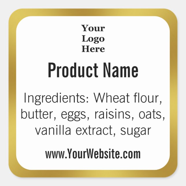 Bakery White & Gold Ingredients Logo Product Label (Front)