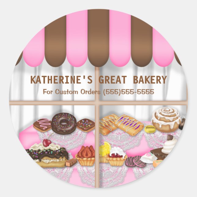 Bakery Window Business  Classic Round Sticker (Front)