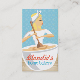 Bakery woman baking mixing bowl blonde hair business card