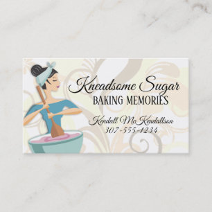 Bakery woman baking mixing bowl business cards
