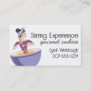 Bakery woman baking mixing bowl business cards