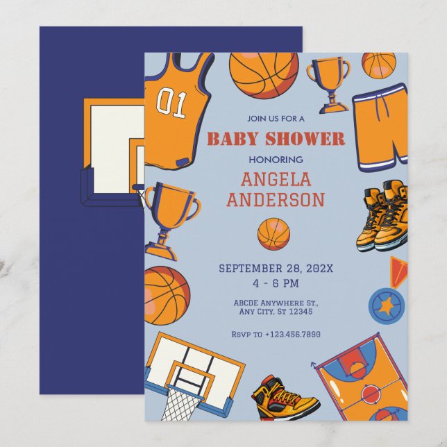Baketball baby shower invitation (Front/Back)