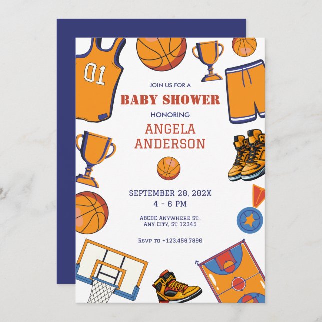 Baketball baby shower invitation (Front/Back)