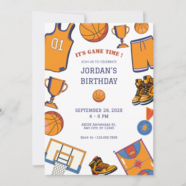 Baketball birthday Invitation (Front)