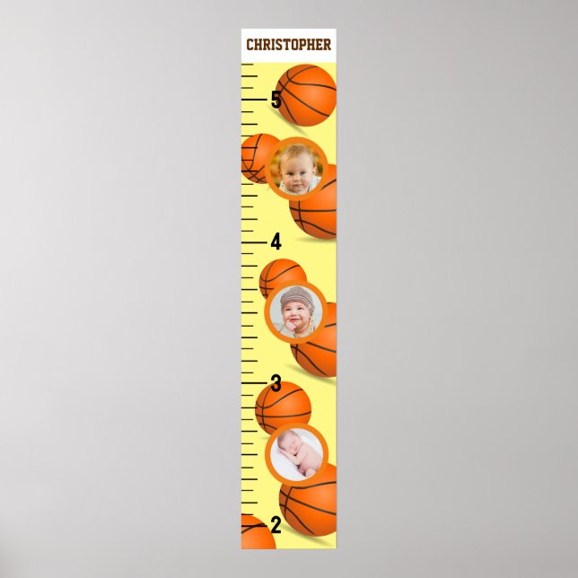Baketball Photo Template Growth Chart (Front)