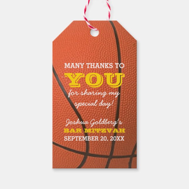 Baketball Thank You Favour Tag (Front)