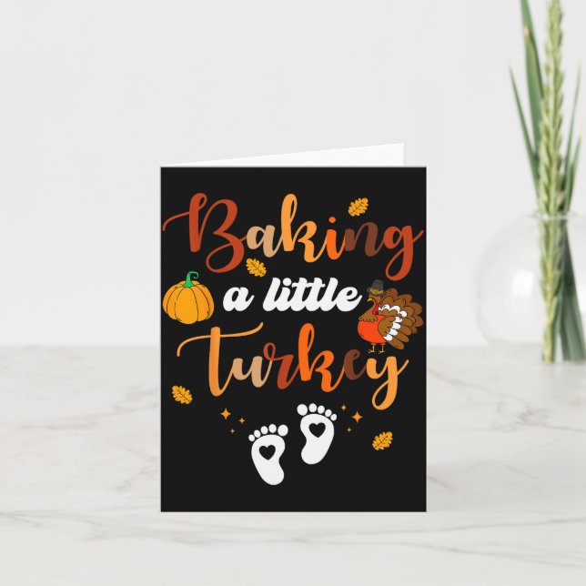 Baking A Little Turkey Thanksgiving Pregnancy Anno Card (Front)