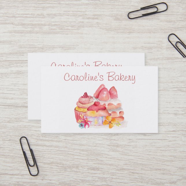Baking and Bakery Boutique, Cupcakes & Pastries Business Card (Front/Back In Situ)