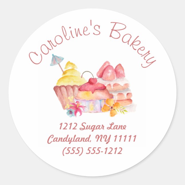 Baking and Bakery Boutique, Cupcakes & Pastries Classic Round Sticker (Front)