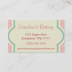Baking and Bakery Boutique, Pink Polka Dot Business Card