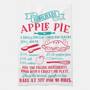 Baking Apple Pie Recipe Kitchen Towel