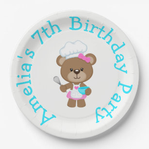 Baking Bear Birthday Party Paper Plate