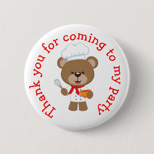 Baking Bear Birthday Party 'Thank you for coming' 6 Cm Round Badge