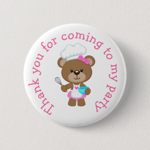 Baking Bear Birthday Party 'Thank you for coming' 6 Cm Round Badge
