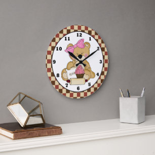 Baking Bear cartoon kitchen wall clock