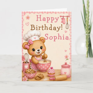 Baking Bear Happy Birthday Card