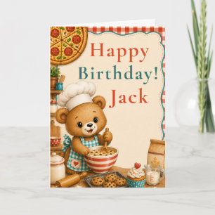 Baking Bear Happy Birthday Card