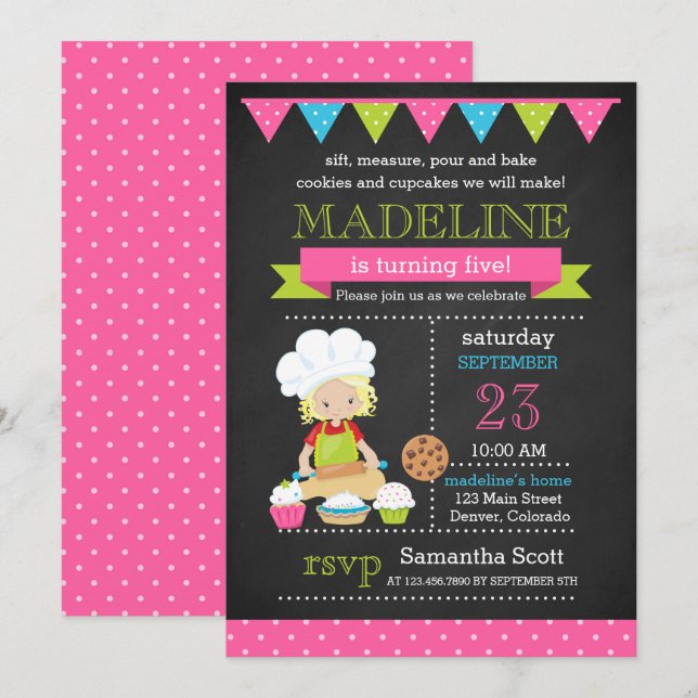Baking Birthday | Cake Decorating Birthday Invitation (Front/Back)