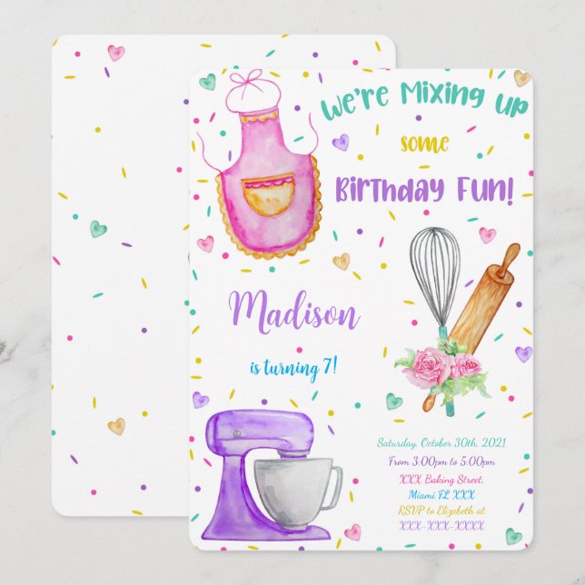 Baking Birthday Invitation (Front/Back)