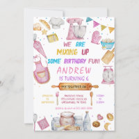 Baking Birthday Party Girl Cooking Invitation