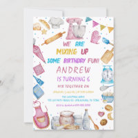 Baking Birthday Party Girly Cooking Invitation