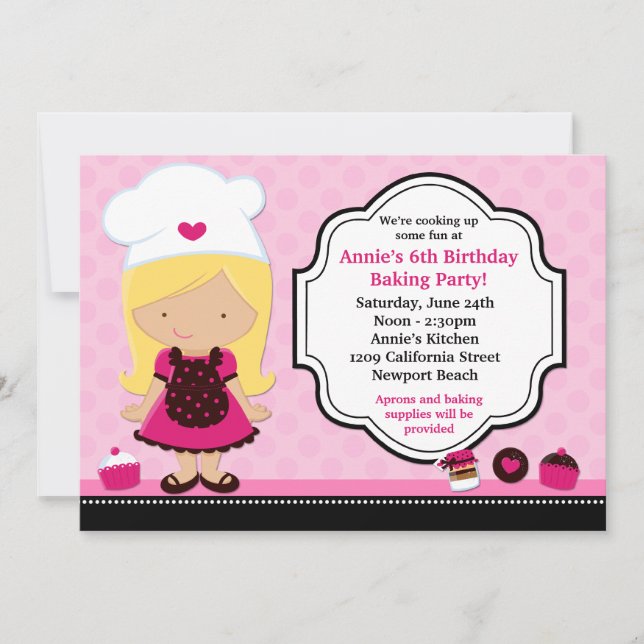 Baking Birthday Party Invitation (Front)
