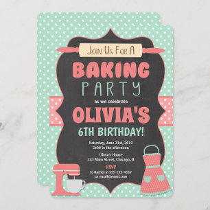 Baking birthday party invitation cake decorating