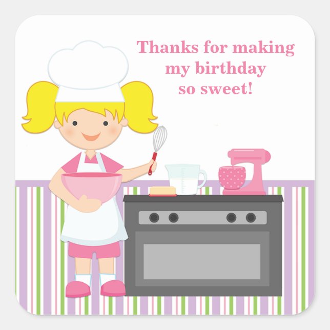 Baking Birthday Party Sticker (Front)