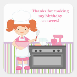 Baking Birthday Party Sticker Red Hair