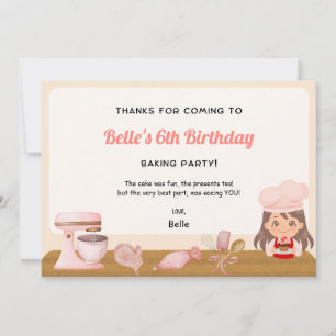 Baking Birthday Party Thank You Card