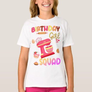 Baking Birthday Squad Colourful Matching  T-Shirt