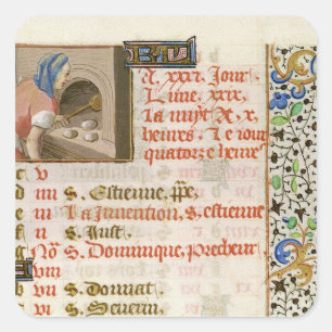 Baking Bread, from a Book of Hours Square Sticker