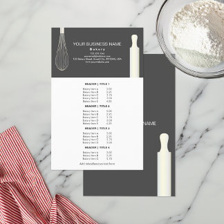 Baking Business Pastry Chef Bakery Menu & Price