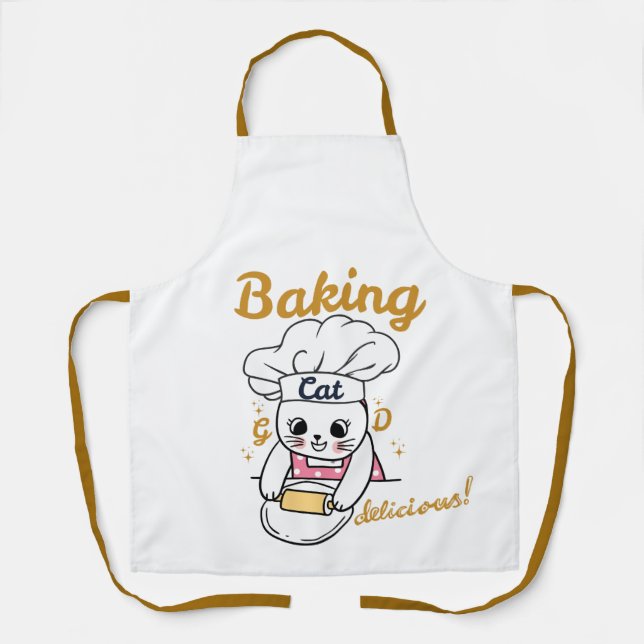 Baking Cat-DELICIOUS Good Design - Cute Cat Baking Apron (Front)