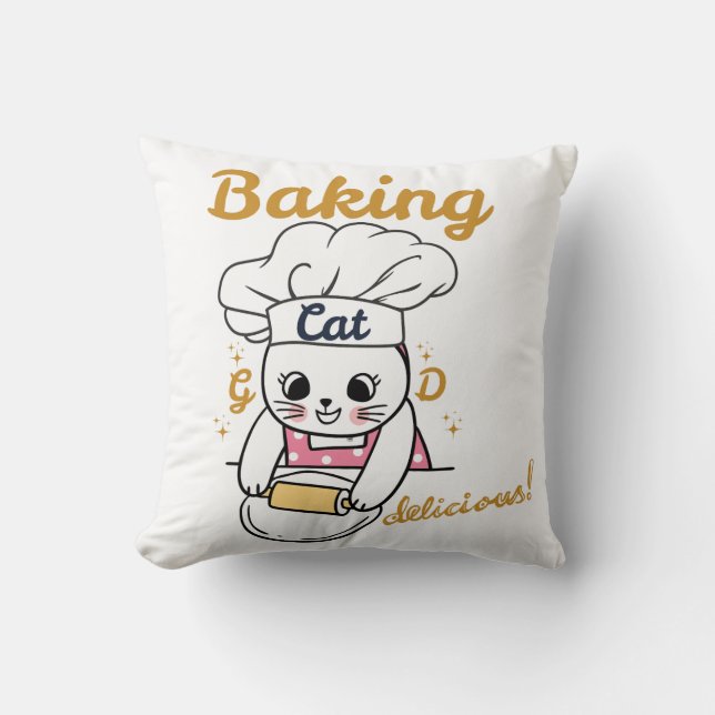Baking Cat-DELICIOUS Good Design - Cute Cat Baking Cushion (Front)