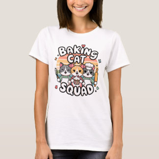 Baking Cat Squad with Cute Retro Design T-Shirt
