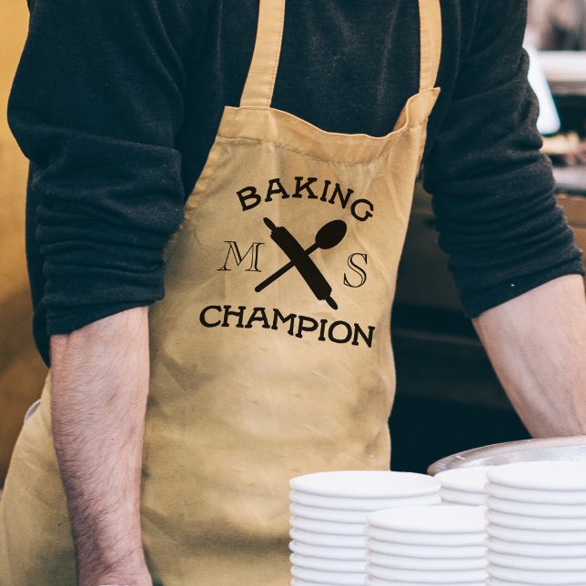 Baking Champion Khaki Apron for Bakers (Baking Champion Monogrammed Bakers Apron just for you)