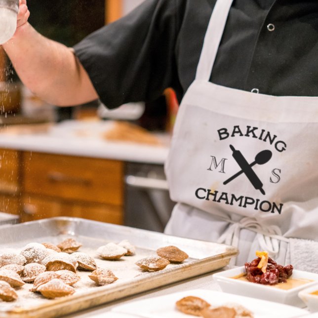 Baking Champion White Kitchen Apron for Bakers (Perfect for keeping his clothes clean while Dad bakes you your favorite cakes.)