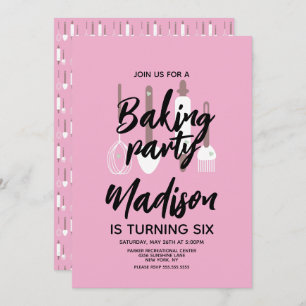 Baking Chef Baker Birthday Party Pink Invitation