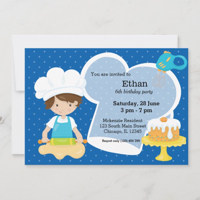 Baking * choose your background colour invitation (Front)