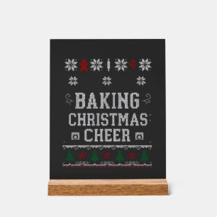 Baking Christmas Cheer Gingerbread Oven Knit Patte Acrylic Sign