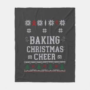 Baking Christmas Cheer Gingerbread Oven Knit Patte Fleece Blanket