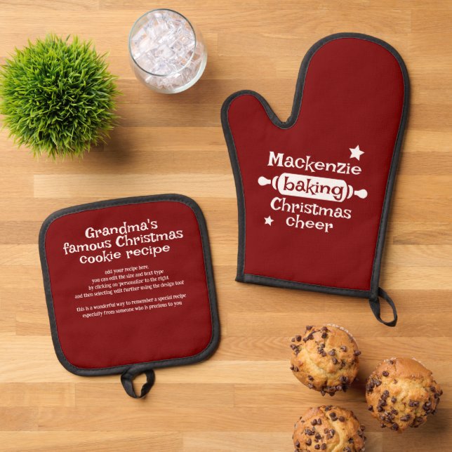 Baking Christmas Cheer Oven Mitt & Pot Holder Set (Top Down)
