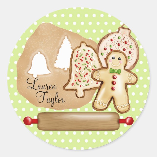 Baking Christmas Cookies Classic Round Sticker (Front)