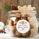 Baking Christmas Memories Classic Round Sticker<br><div class="desc">Festive Christmas Holiday stickers. Design features gingerbread cookies "Baking Christmas Memories" in script and modern font. Rolling pin with heart and personalised with your name!</div>