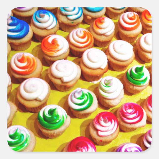 Baking Colourful Cupcakes Square Sticker (Front)